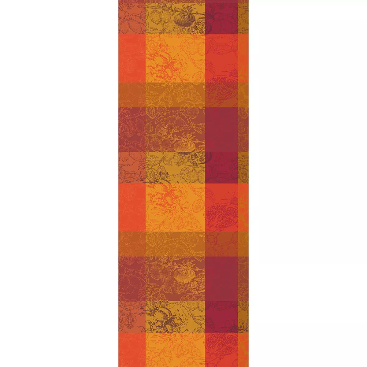 Chemin de table pur coton motif jacquard orange rouge Mille senteurs epices