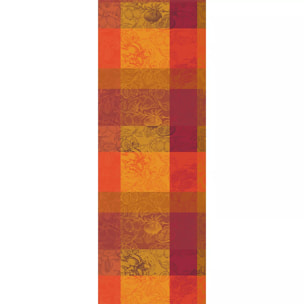 Chemin de table pur coton motif jacquard orange rouge Mille senteurs epices