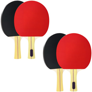 Set de 4 raquettes de tennis de table ping-pong - 8 balles, sacoche zippée de transport inclus