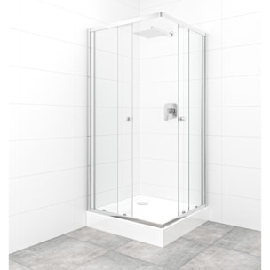 Project 90x90 cm cabine de douche carrée en verre transparent avec profilés, chrome brillant (SIKOMUQ90CRT)