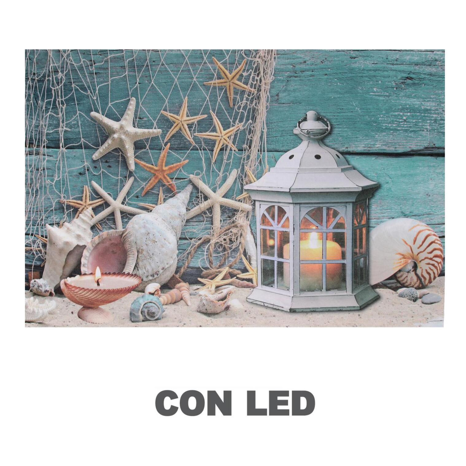 Quadro "mare" con led lanterna cm60x2,3x40