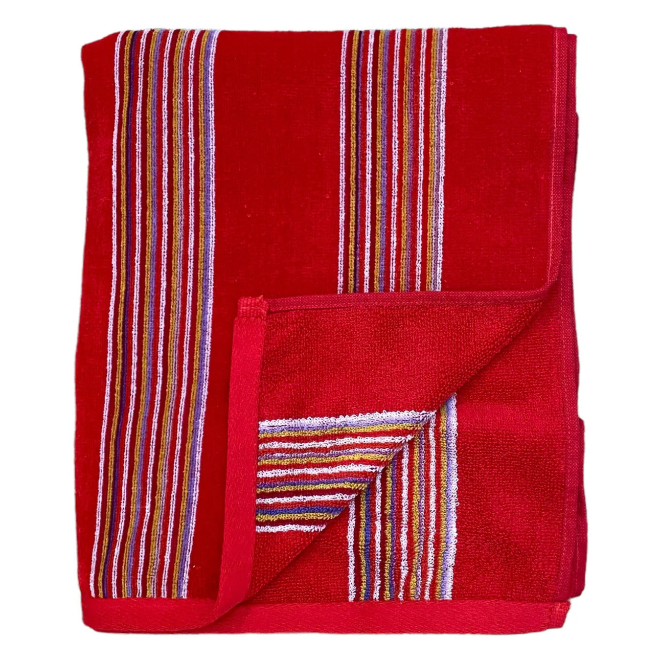 Serviette de plage M éponge velours Jacquard - Milonga Rouge - 400g/m²