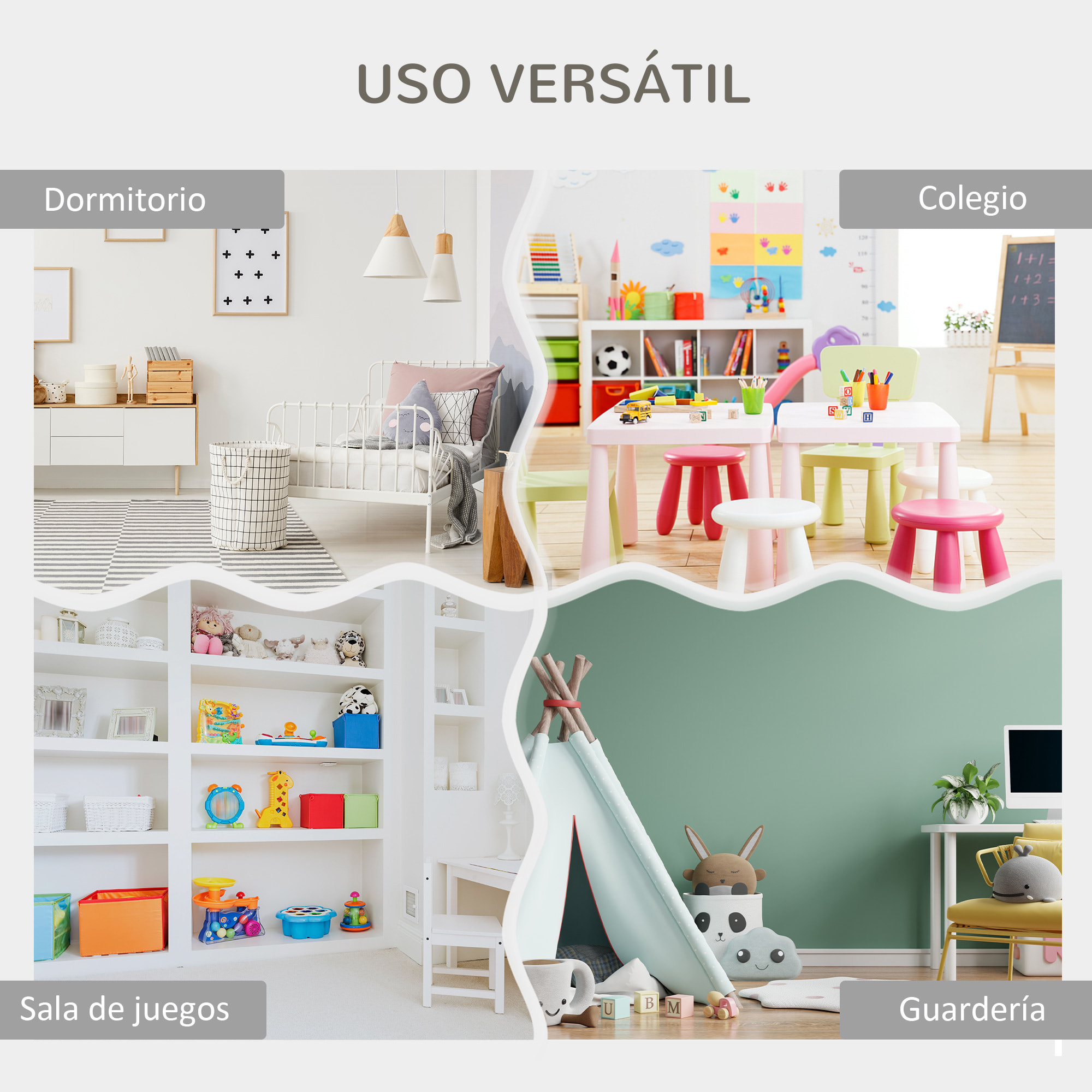 Organizador de Juguetes Estantería para Niños Estantería Infantil con Estantes Abiertos para Dormitorio Sala de Juegos Guardería 85x26x84 cm Gris