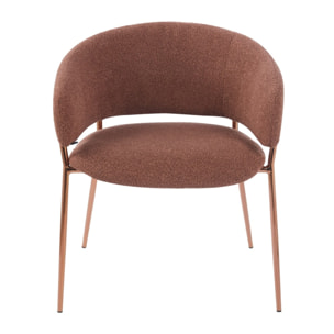 Set 2 poltrone in tessuto bouclé marrone con gambe metallo - Cloud