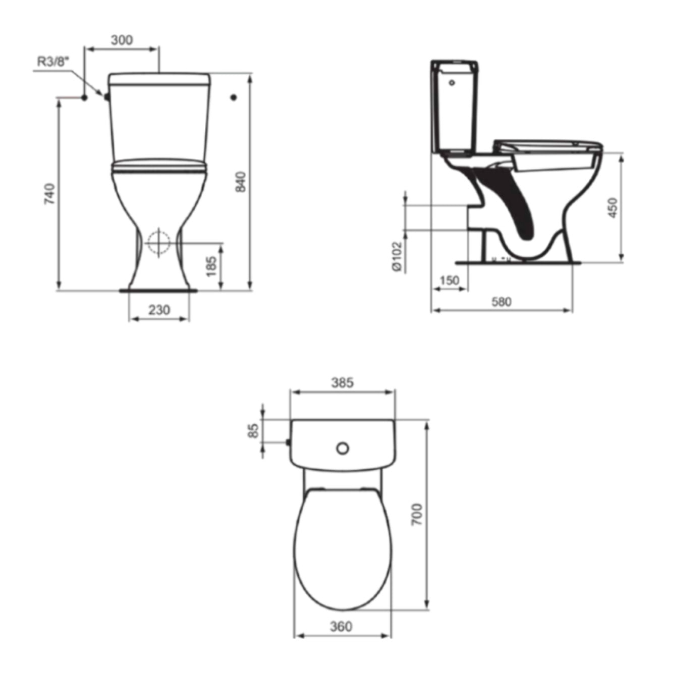 PORCHER WC à poser surelevé PMR Ulysse + abattant