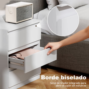 Cómoda 3 Cajones con Cierre Suave, Cómoda Dormitorio, Cajonera para Salón, Oficina, Estilo Moderno, 45x40x52,8 cm, Blanco