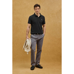 Polo nera slim fit con ricamo Rigby Go