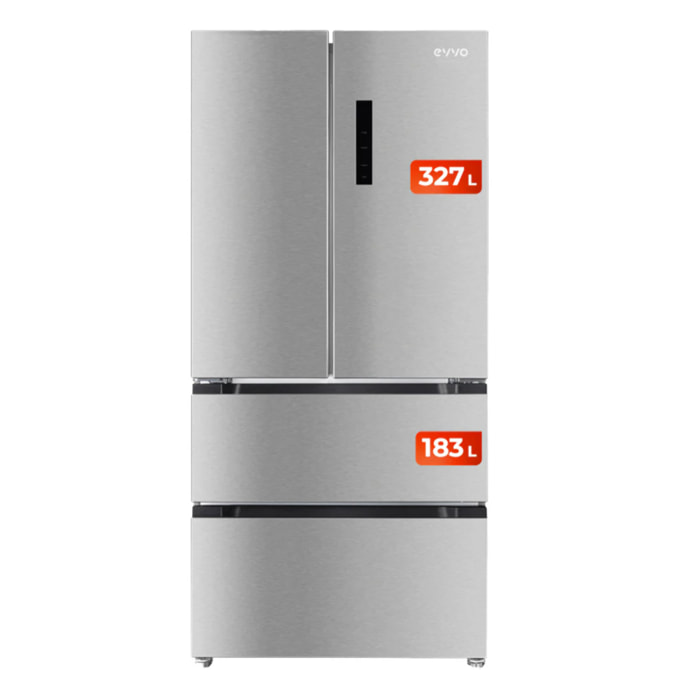 EVVO Frigorífico francés F80X, Inverter, Total No Frost, 327l + 183l