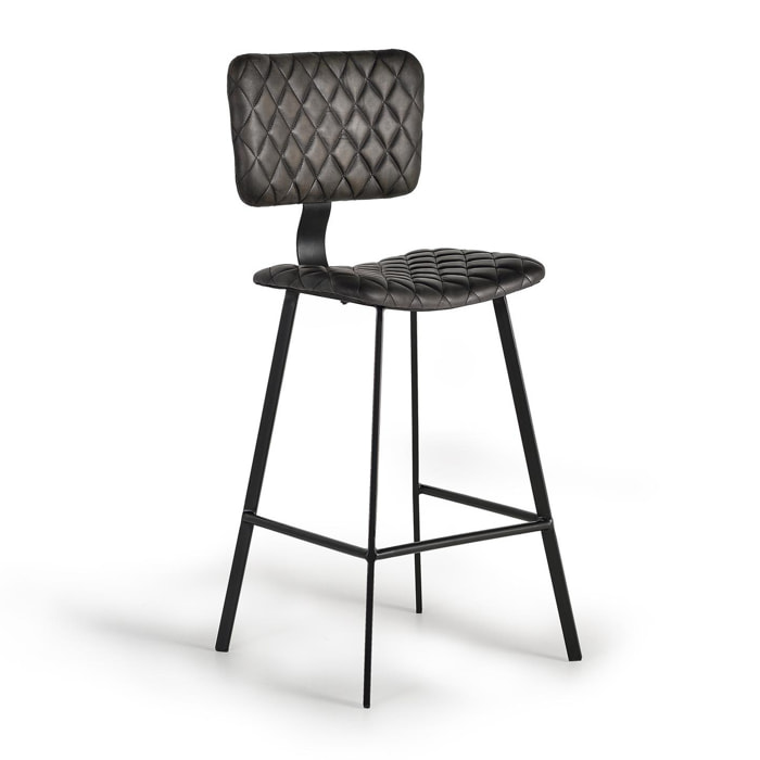 Taburete de Cuero 45 Cm Estilo Industrial Moderno