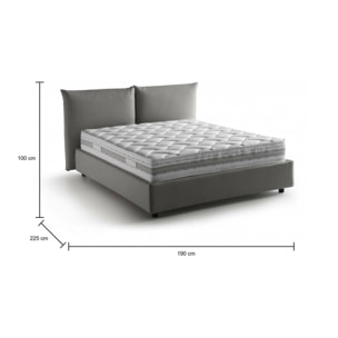 Letto matrimoniale Cristyn, Letto contenitore con rivestimento in tessuto, 100% Made in Italy, Apertura frontale, con materasso Cm 160x200 incluso, Grigio