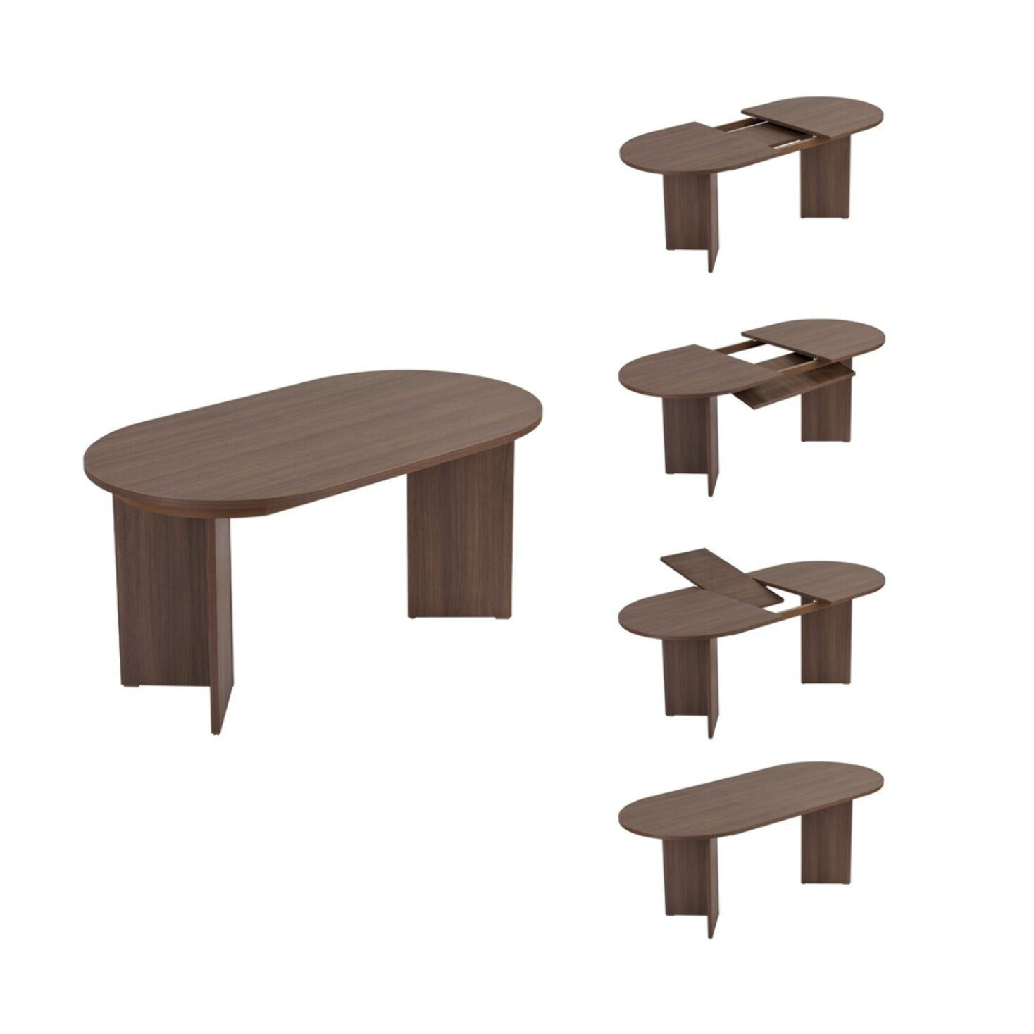 Table repas extensible en bois 160/200 cm "Sorell" - 8 places - Marron