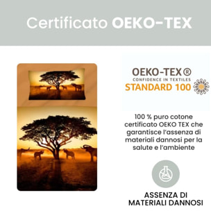 Completo lenzuola una piazza e mezza in cotone con stampa alta qualità, set letto con lenzuolo sopra, sotto con angoli e federa, morbido e traspirante per pelli sensibili, colori brillanti e durevoli, certificato OEKO-TEX, comfort quotidiano