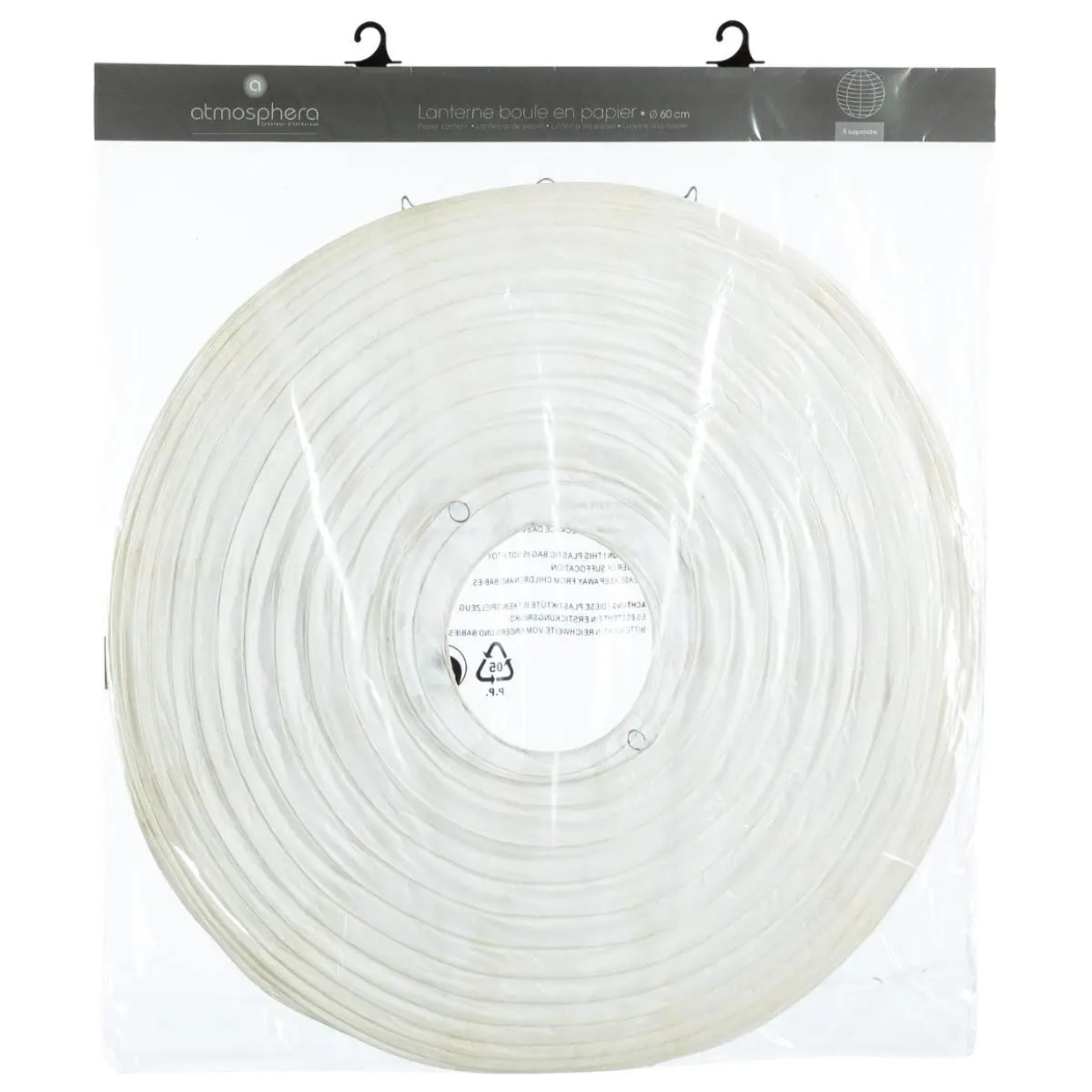 Lanterne boule papier blanc H60cm