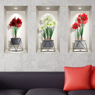 Stickers muraux 3D | Sticker Mural Autocollant effet 3D fleurs de lys - Stickers adhésifs 3D Chambre Salon Trompe l'oeil