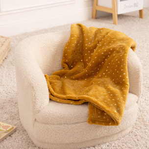 Plaid enfant "Berlingot" - flanelle - jaune ocre - 75x100 cm