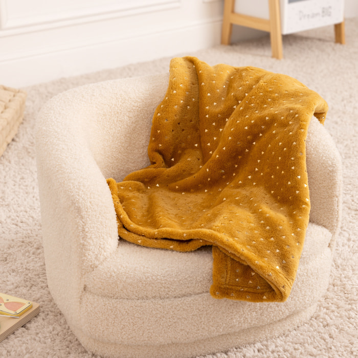 Plaid enfant "Berlingot" - flanelle - jaune ocre - 75x100 cm