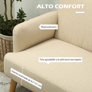 Sofá de 2 Plazas de 140 cm, Sofá de Salón Compacto, Tapizado en Terciopelo, Patas de Madera de Caucho, para Sala de Estar, Dormitorio u Oficina, Blanco