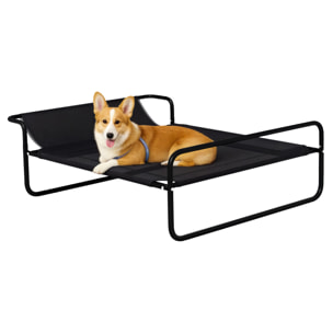 Cama Elevada para Perros, Refrescante y Transpirable, Cama para Perros Pequeños, 91x69x29 cm, Malla de Textilene, Reposacabezas Inclinado, Marco de Metal, para Interior, Exterior, Negro