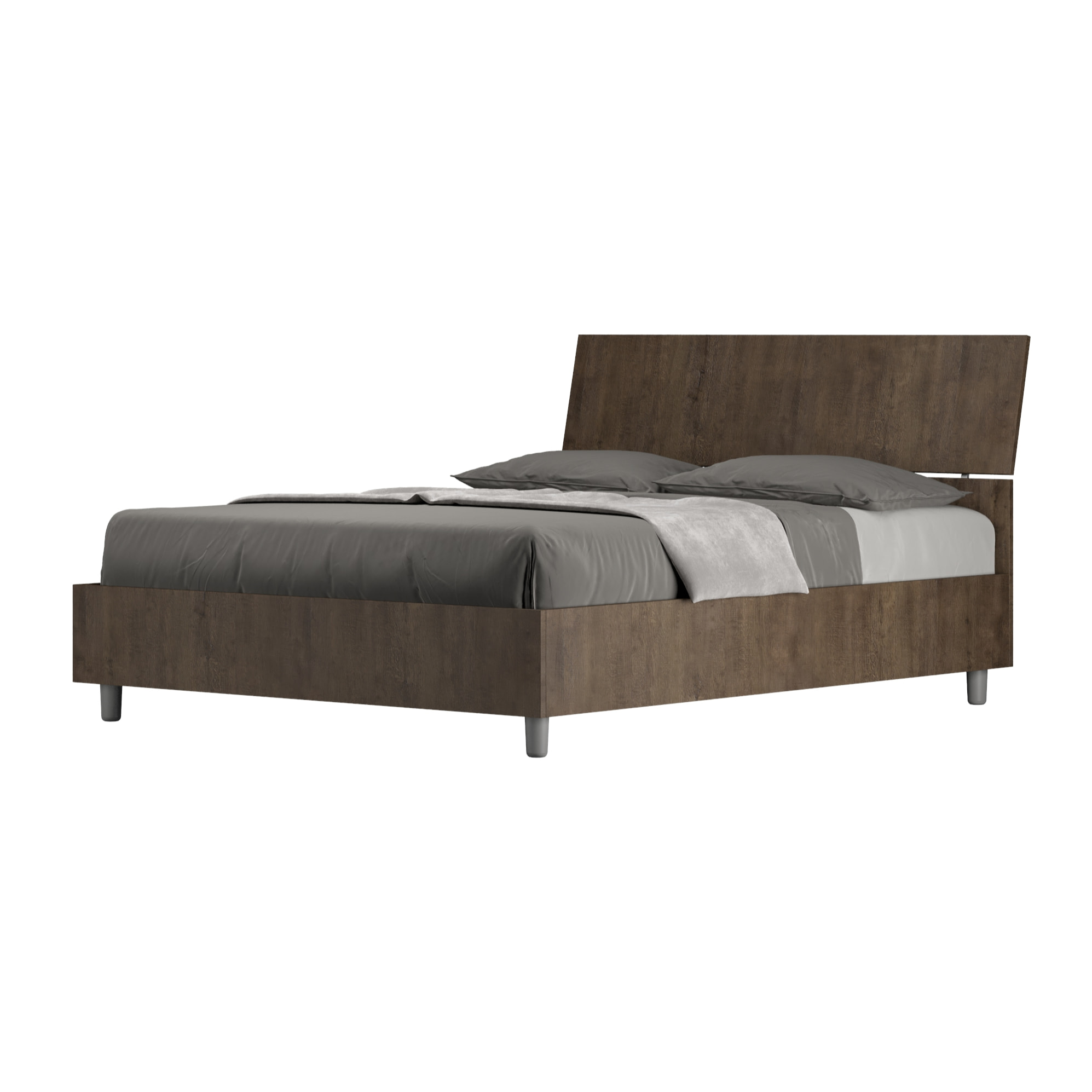 Cama con somier 140x190 con cabecera inclinada nogal Demas