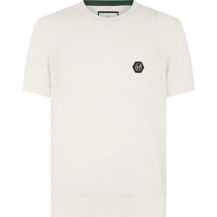 PHILIPP PLEIN Round Neck T-Shirt Openwork Monogram