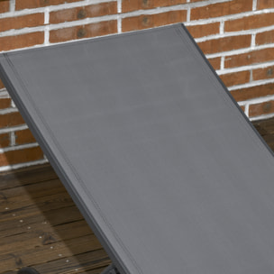 Pack de 2 Tumbonas de Jardín Exterior Tumbonas Reclinables de Aluminio con Respaldo Ajustable de 5 Niveles y Ruedas para Playa Piscina 165x66x102 cm Gris Oscuro