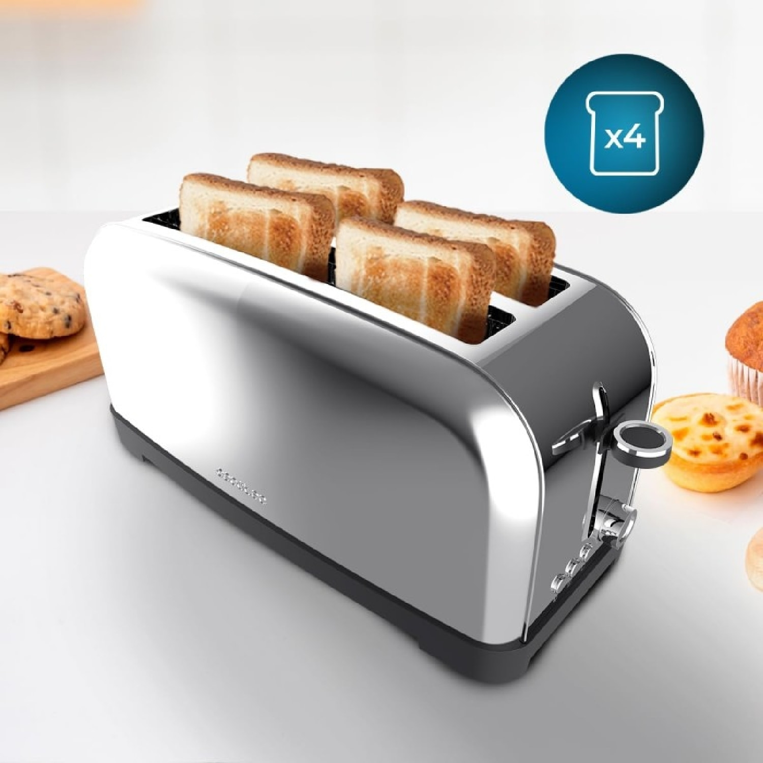 Cecotec Grille-pain vertical Toastin' time 1500 Inox Lite