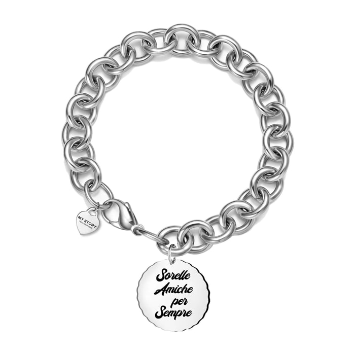 Bracciale Hiriwa 925 con Pendente Acciaio Silver Sorella