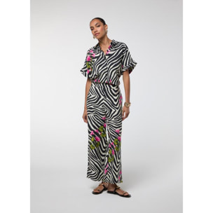 Pantaloni con stampa zebra e fiori
