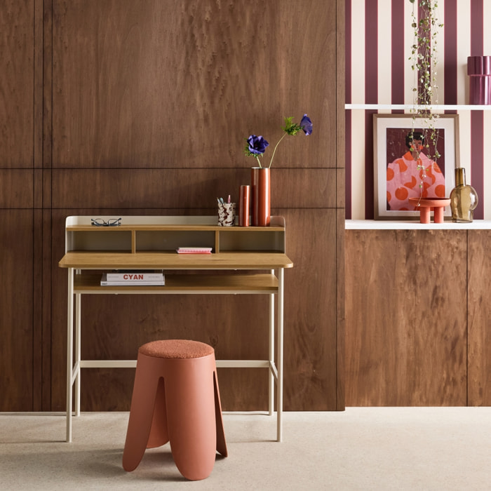 Bureau métal et décor bois 3 niches MOLTO