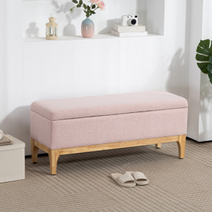 Banquette coffre de rangement 2 en 1 style scandinave dim. 110L x 39l x 45H cm tissu rose