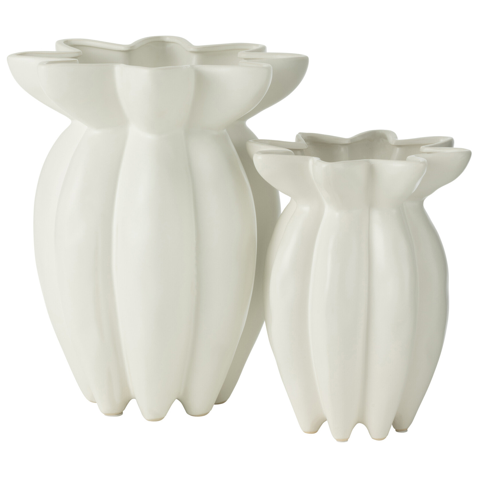 J-Line Vase Lotus Ceramique Blanc Large