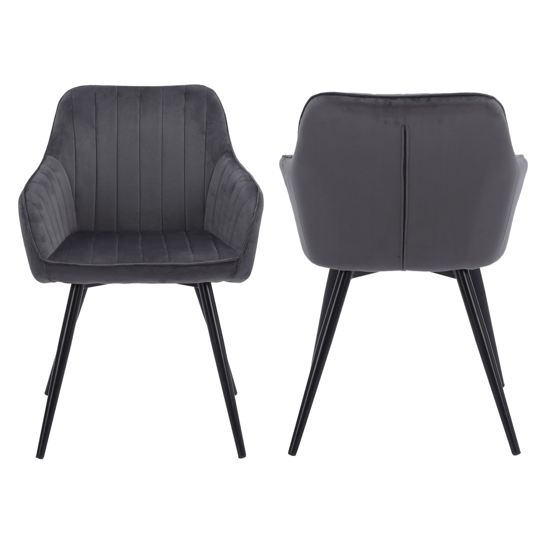 Lot de 2 chaises en velours BERTILLE grises