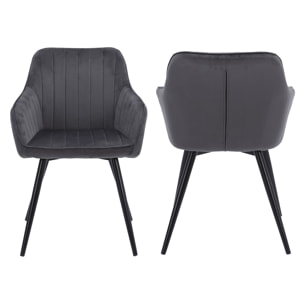 Lot de 2 chaises en velours BERTILLE grises