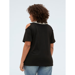Fiorella Rubino - T-shirt in jersey modal con scollo a V - Nero
