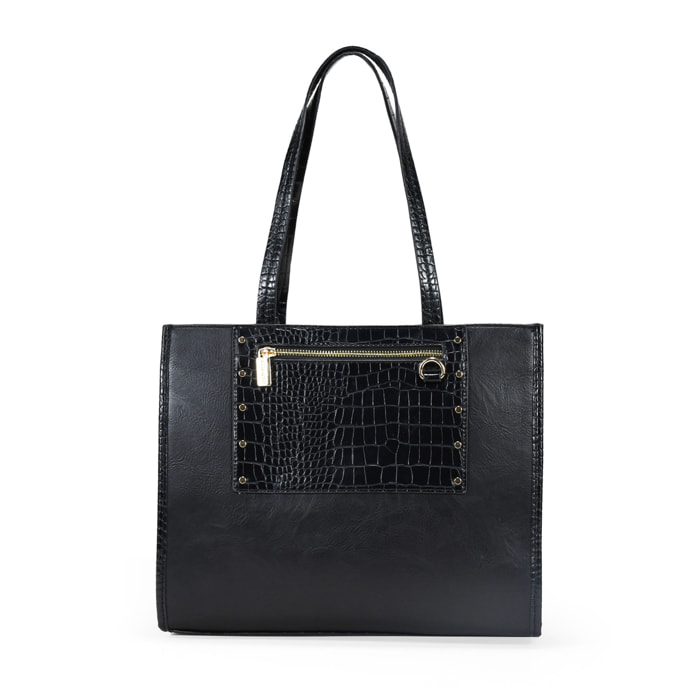 Bolso shopper negro con tachas