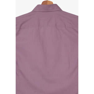 Camicia Uomo 1 Bottone Button Down Doppio Popeline Unito Viola