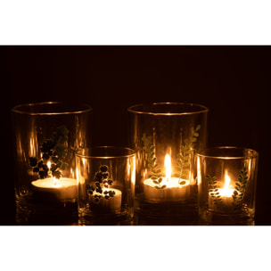 J-Line photophore Feuilles - verre - vert/transparent - 2 pcs