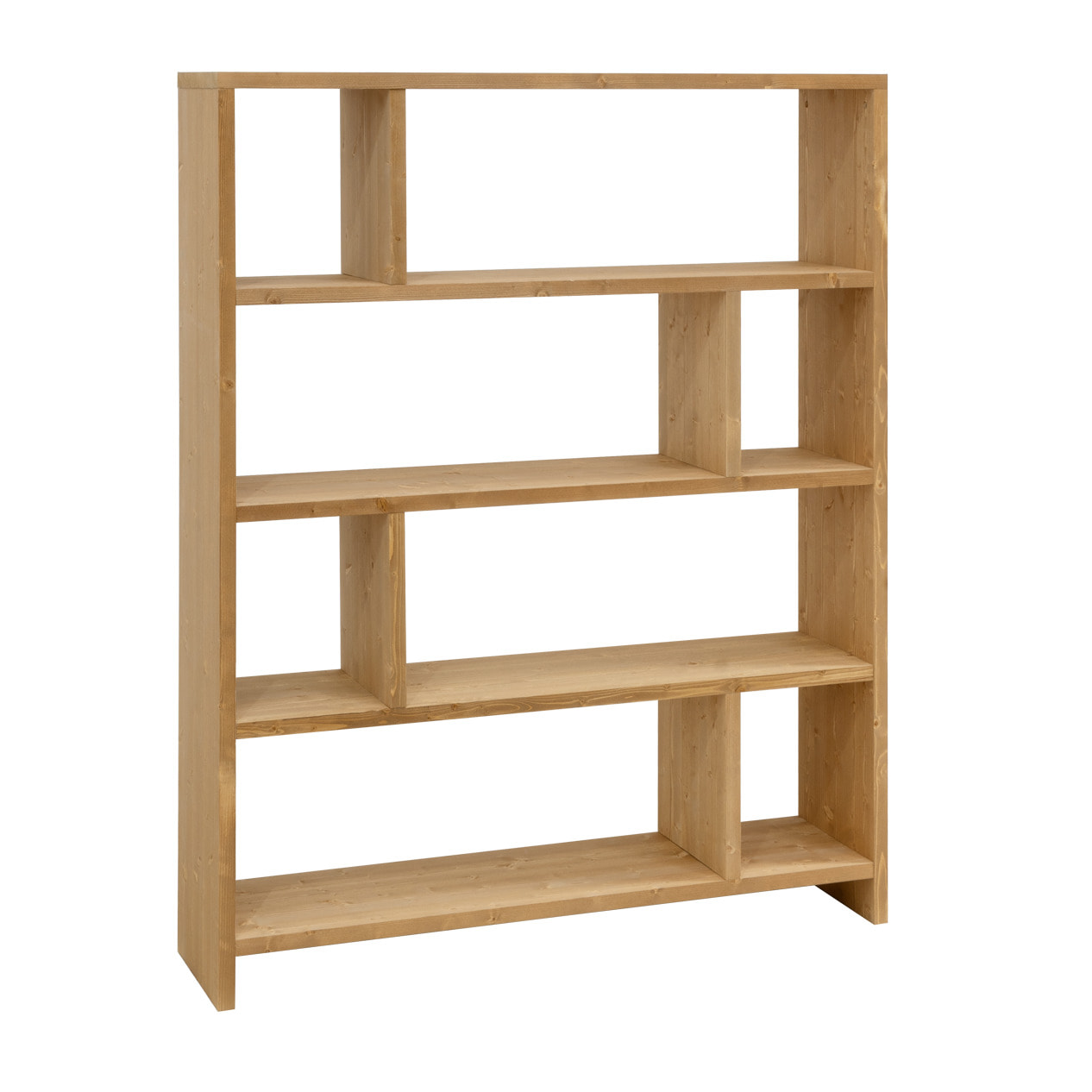 Étagère en bois massif ton chêne moyen de 180x140cm Hauteur: 180 Longueur: 140 Largeur: 35