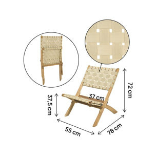 Lot de 2 chaises de jardin en bois "Hanoi" - Beige