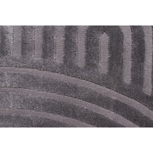 BIANCA - Tapis rond à motif arc en ciel en relief - Gris