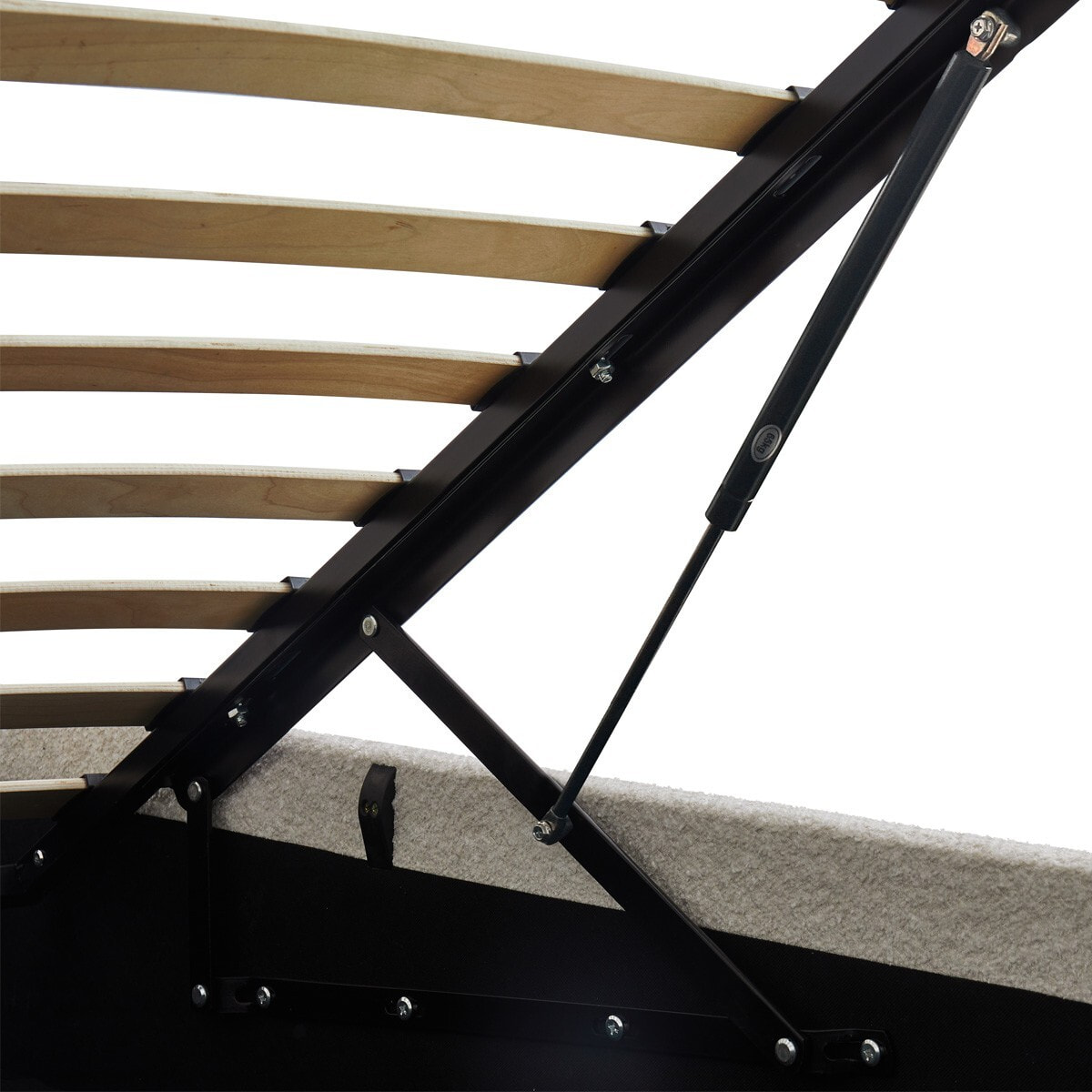 Lit coffre avec tête de lit en tissu bouclé - TINA