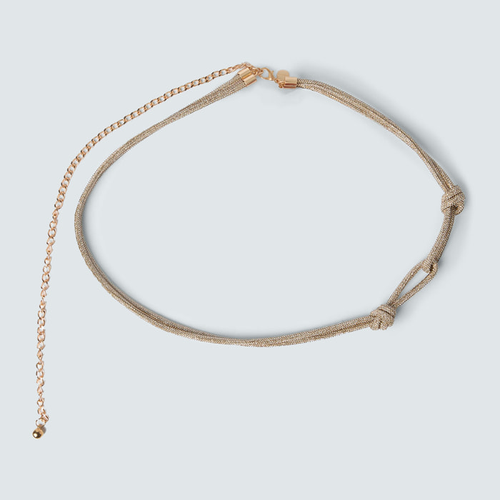 Fiorella Rubino - Cintura effetto cordoncino con nodi super luminosa - Oro