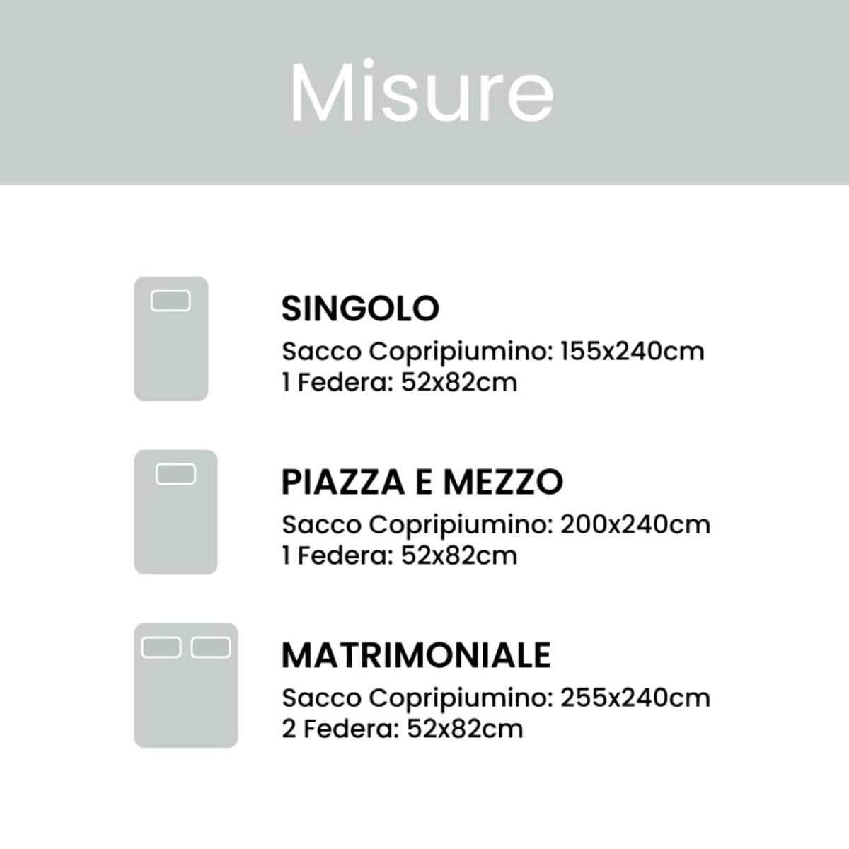 Parure Copripiumino Bicolore Matrimoniale, Set Sacco Copripiumino in Cotone con Federe