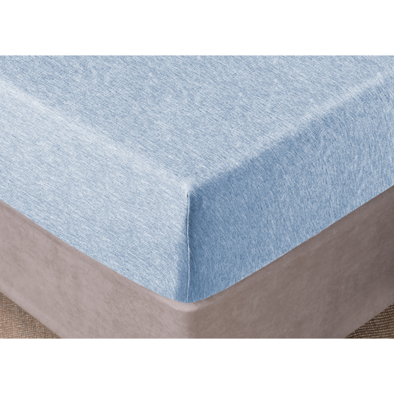 Lenzuolo Sotto Con Angoli In Jersey No Stiro In Tinta Unita Melange Colore Azzurro