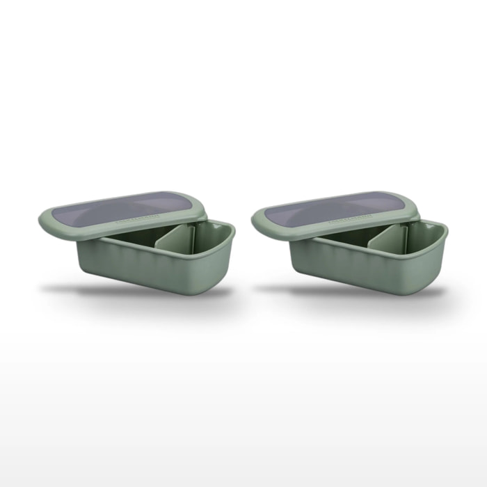 Lot de 2 Lunchbox Vertes à compartiment réglable sans BPA Fackelmann Storage