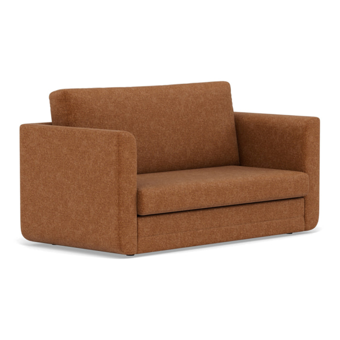 Isana - Canapé 2 places convertible déplimousse avec accoudoirs incurvés en tissu - Terracotta