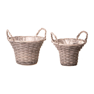 Set Di 2 Cachepot D.27Xh.24 Cm Con Manici - Pezzi 3 - 27X18X24cm - Colore: Grigio - Bianchi Dino - Cesteria