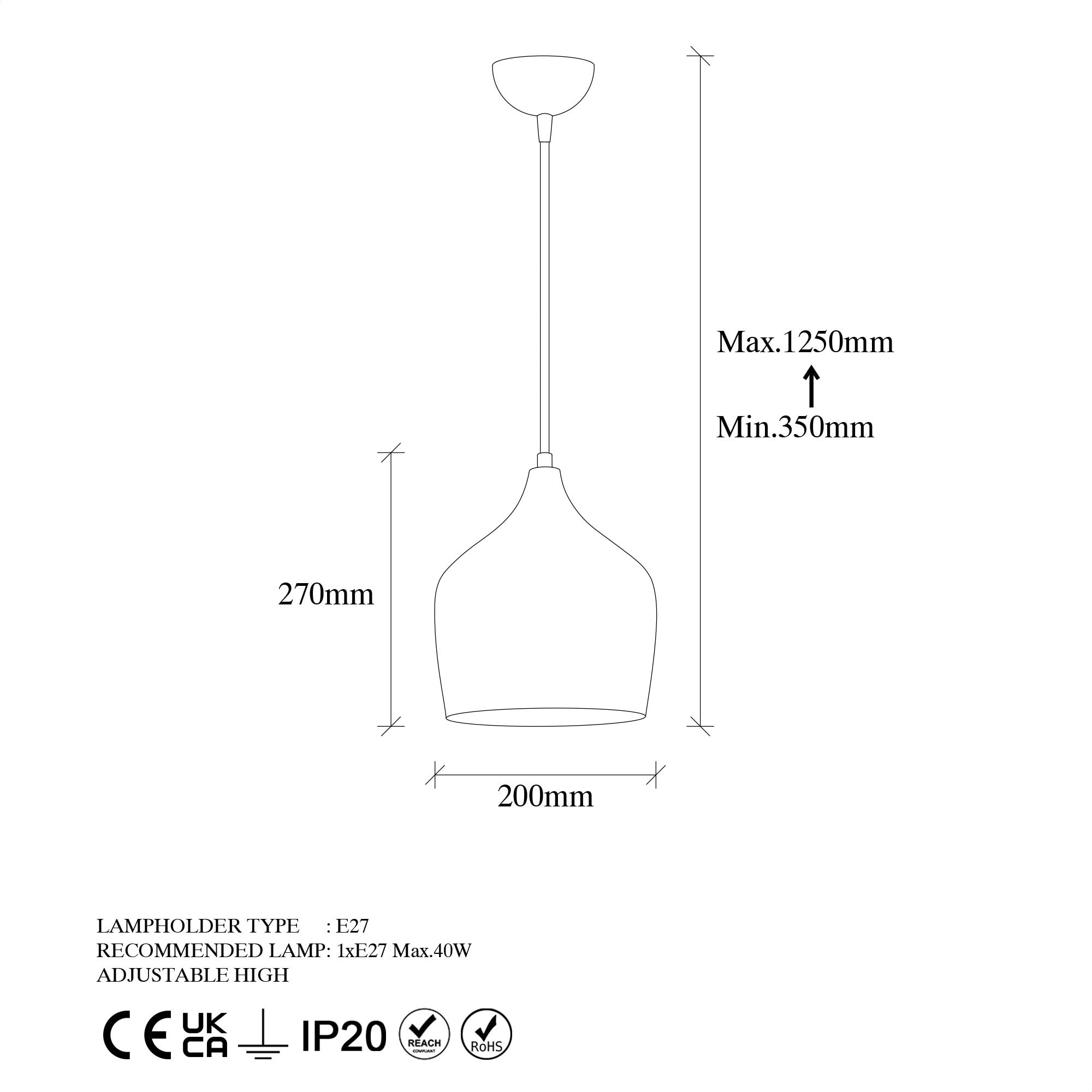 Lámpara de techo - Multicolor, 20x20x35