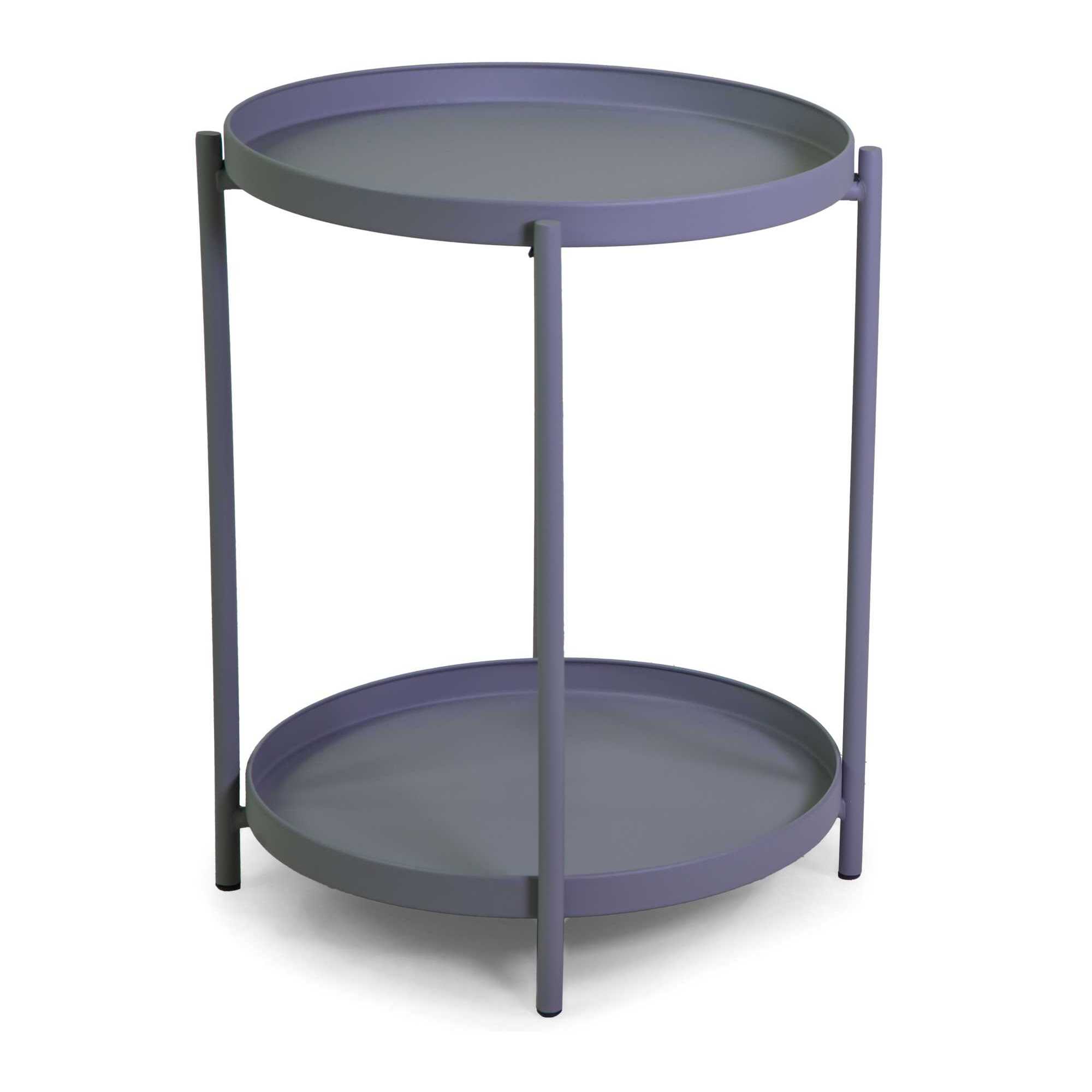 Tavolino Vacchetti in metallo grigio tondo a 2 piani cm ø40h50