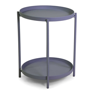 Tavolino Vacchetti in metallo grigio tondo a 2 piani cm ø40h50